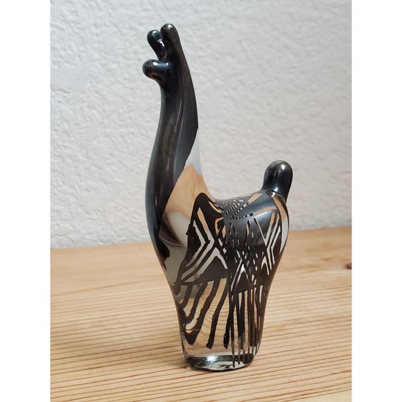 Vintage Hand Blown Llama Alpaca Glass Figurine Silver Overlay  5” - Picture 5 of 11